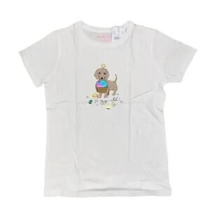 NWT J. Crew Girls' White W/Dog with Easter Basket Graphic Crewneck Tee
